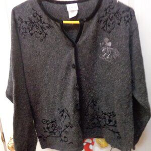 Disney Gray Mickey Mouse Woman's Sweater Cardigan M
